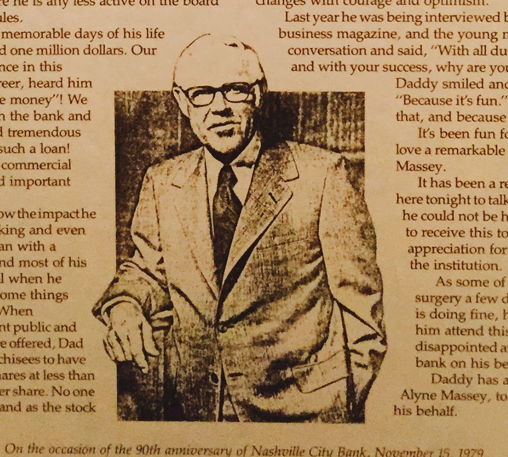 Jack C. Massey photo in an older newspaper