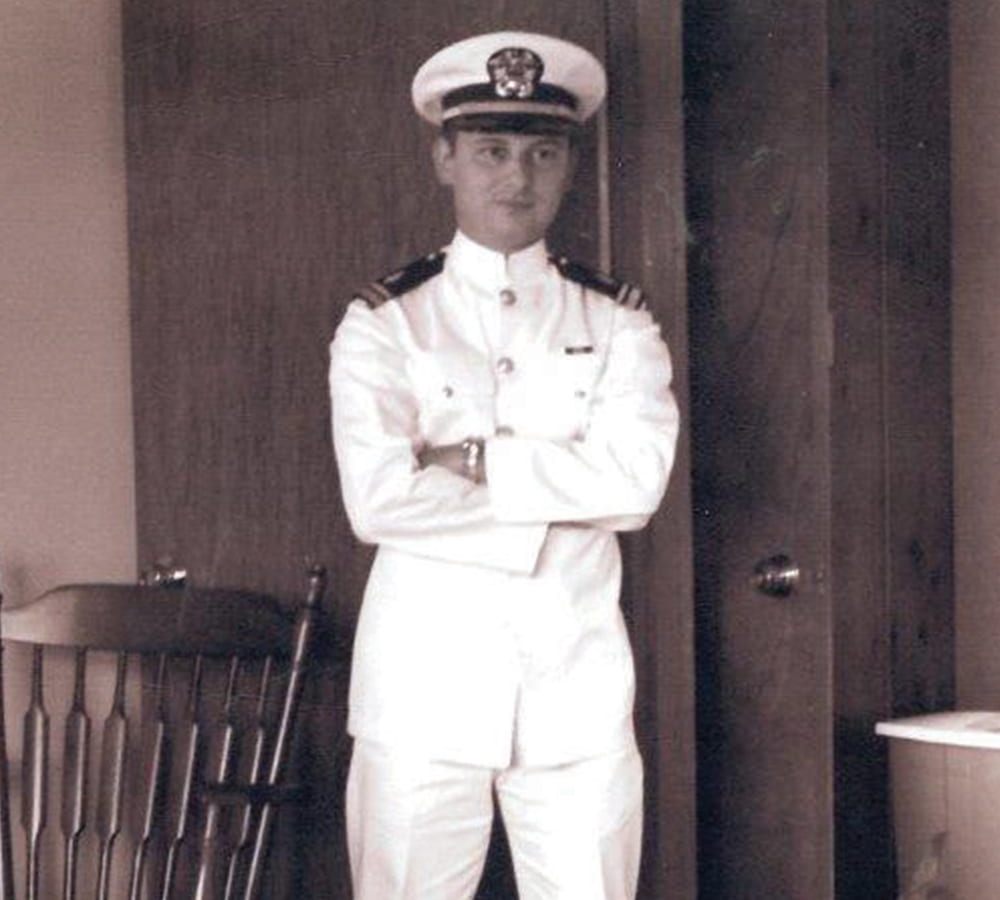 Young Jack Bovender in a navy officer uniform